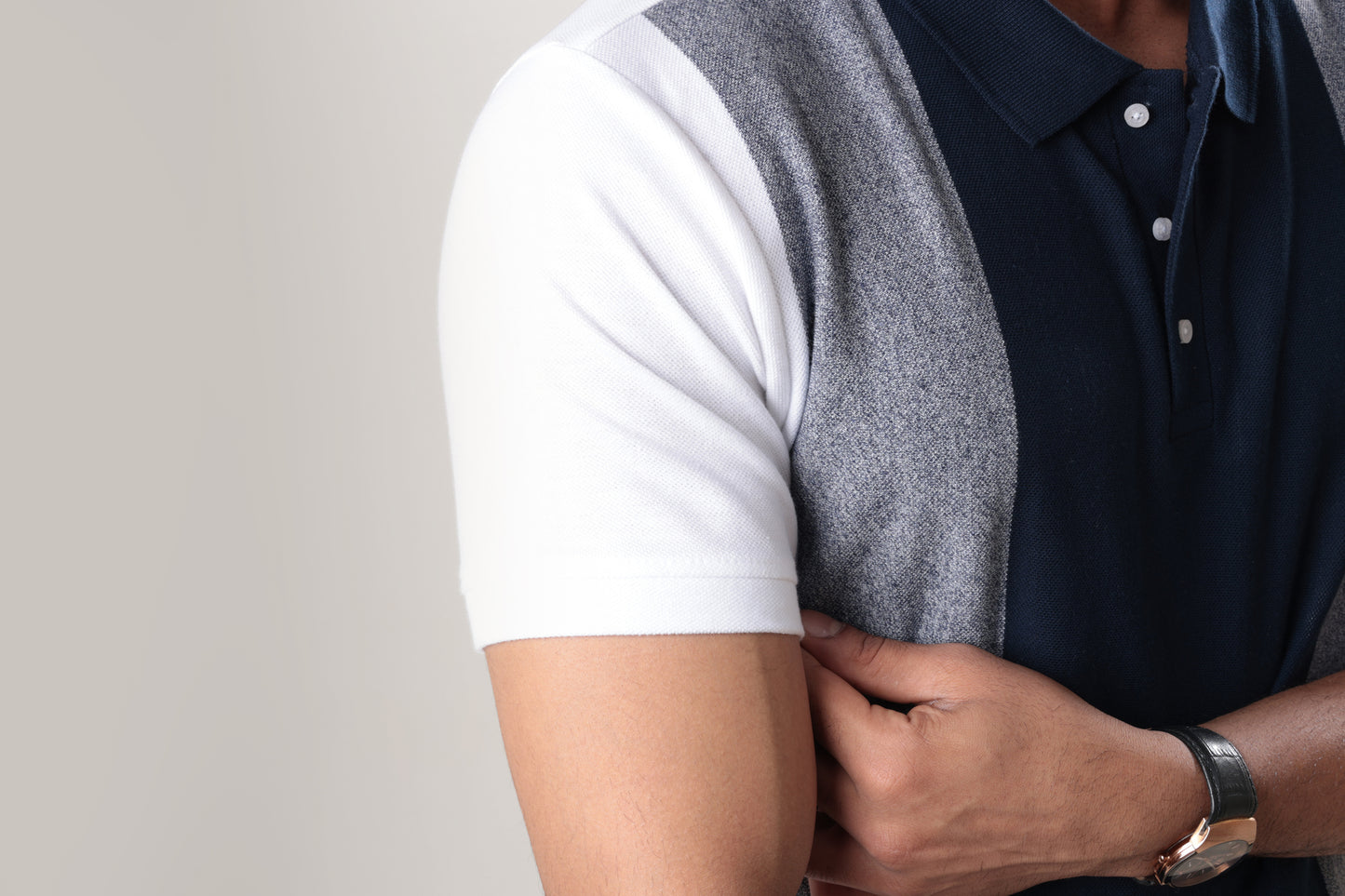 Navy striped polo