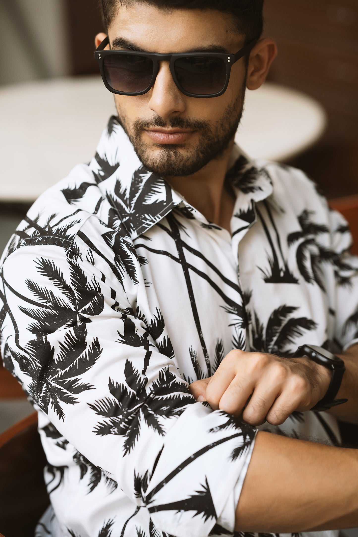 Mercerized palm leaf shirt