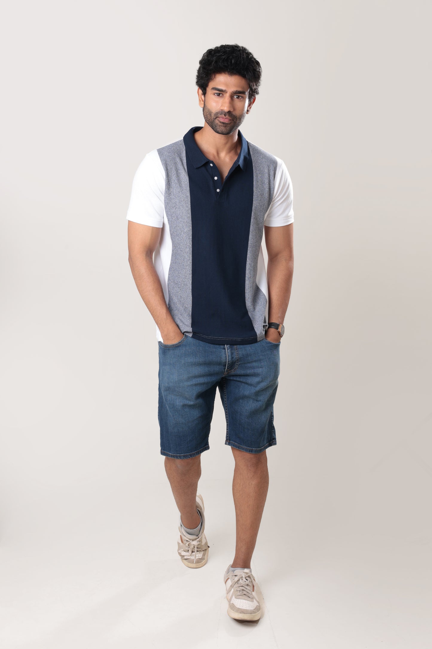 Navy striped polo