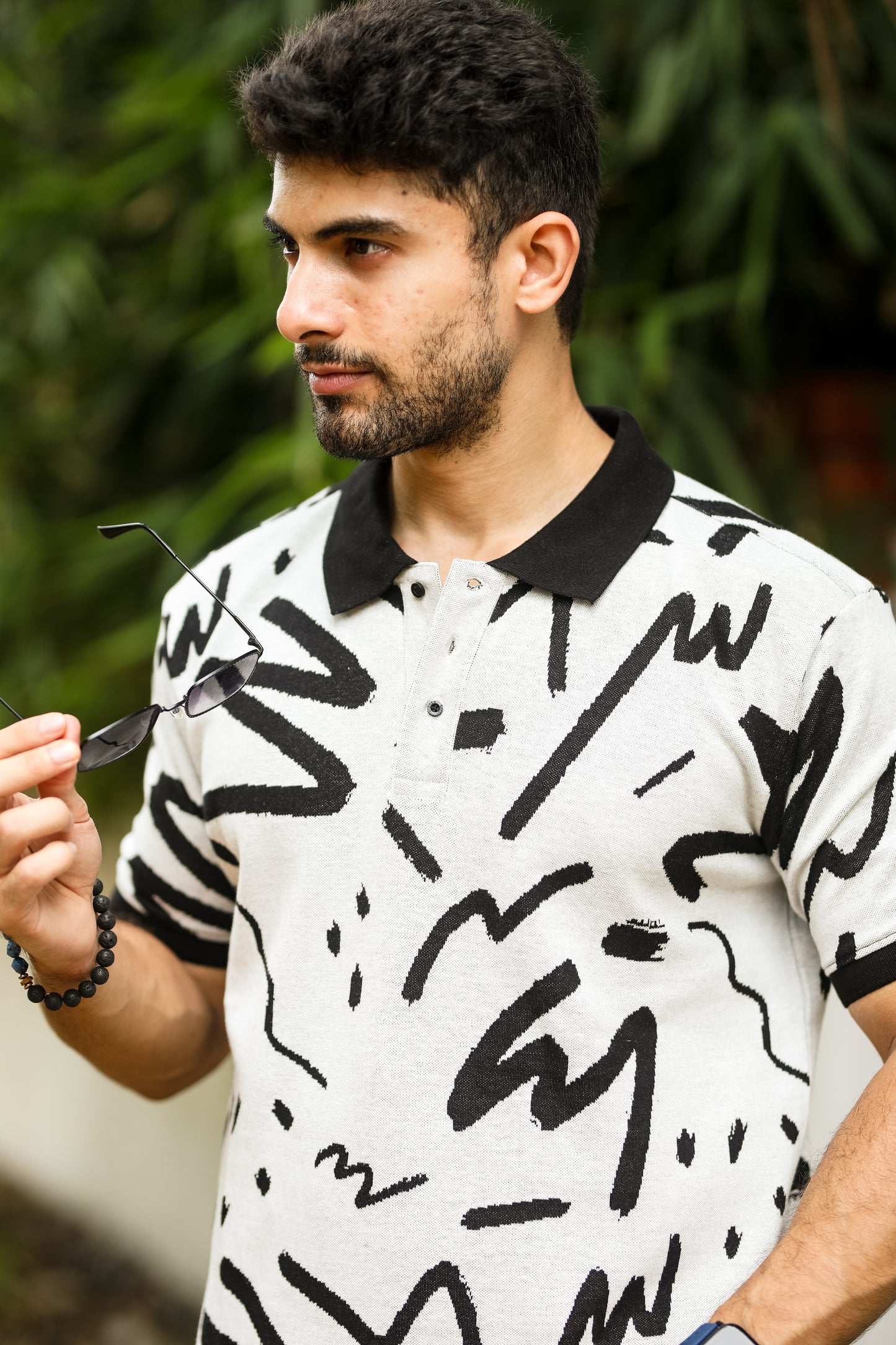 Job pattern polo shirt