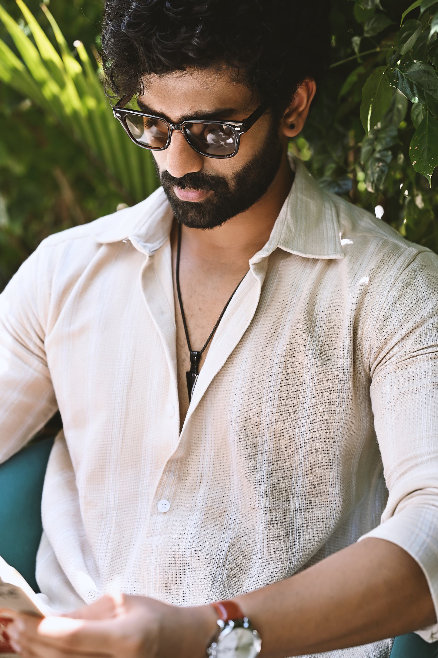 Stripe textured shirt in beige