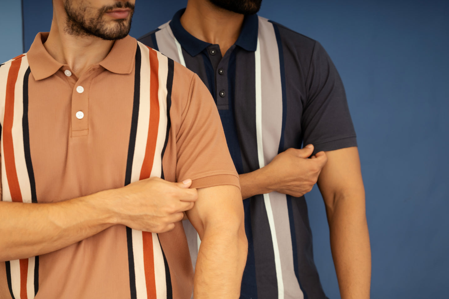 Striped jacquard polo t shirt in beige