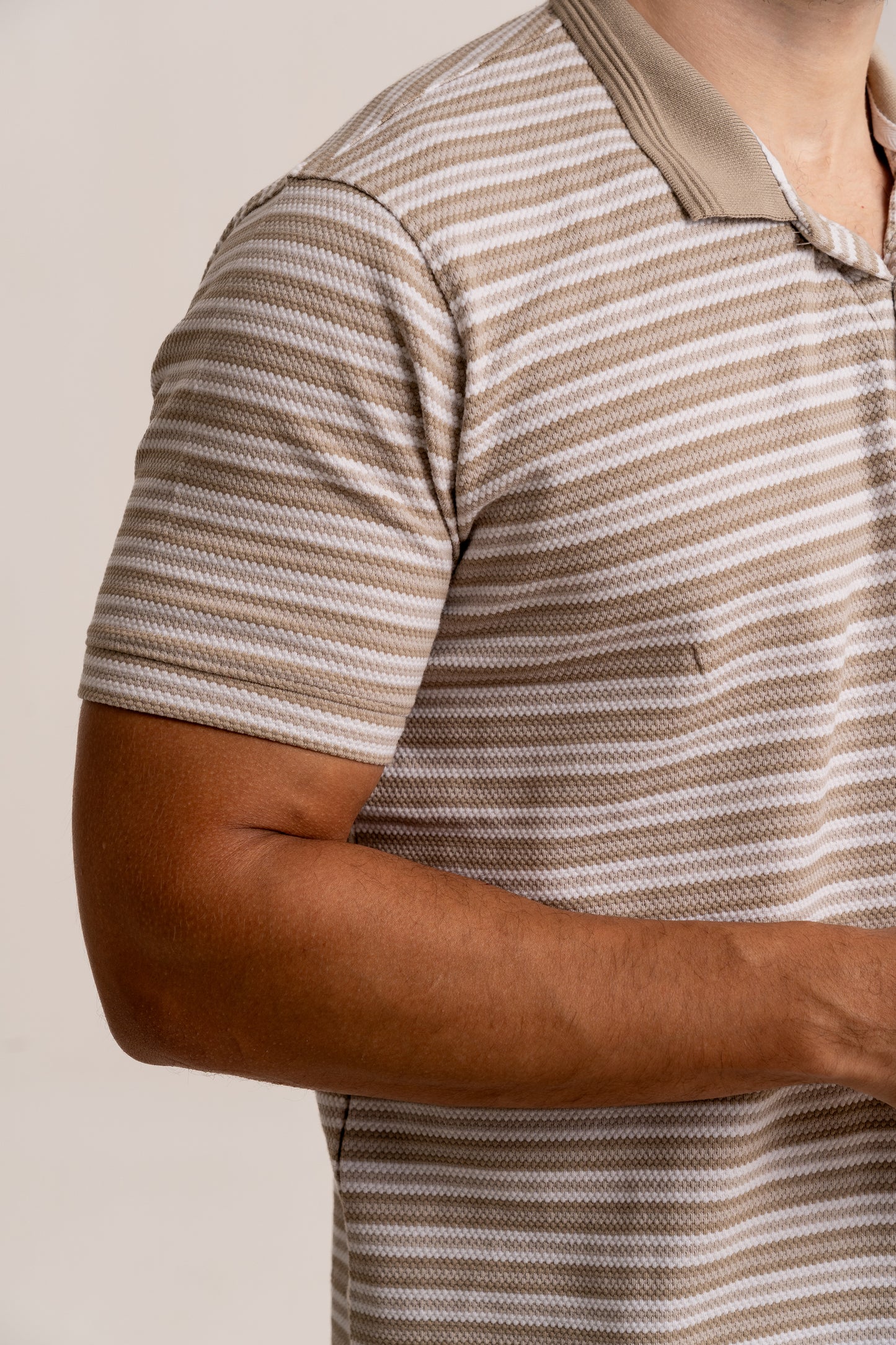 Breton stripe polo neck tshirt in half sleeve