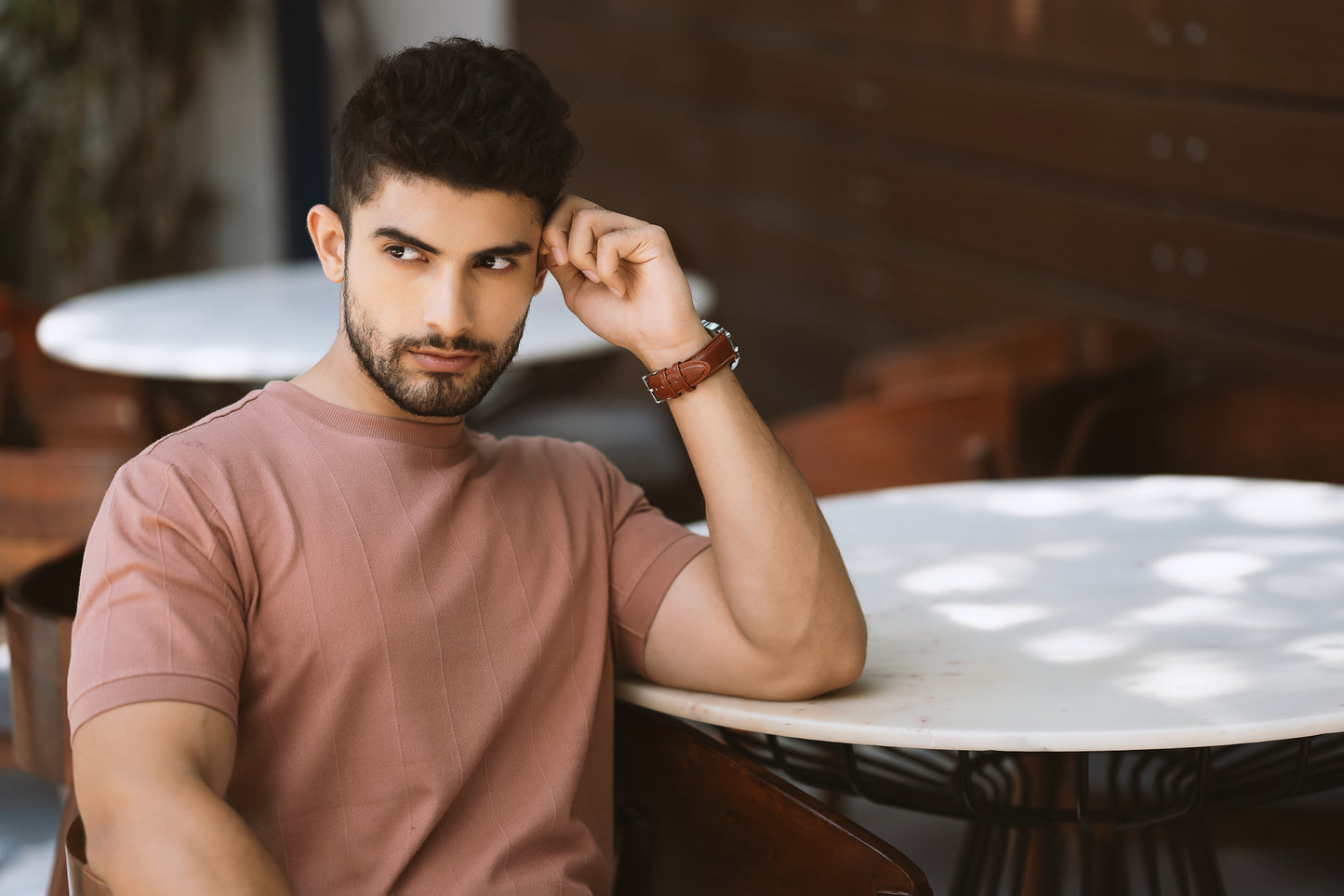 Vertical Jacuqard Tshirt - powder pink