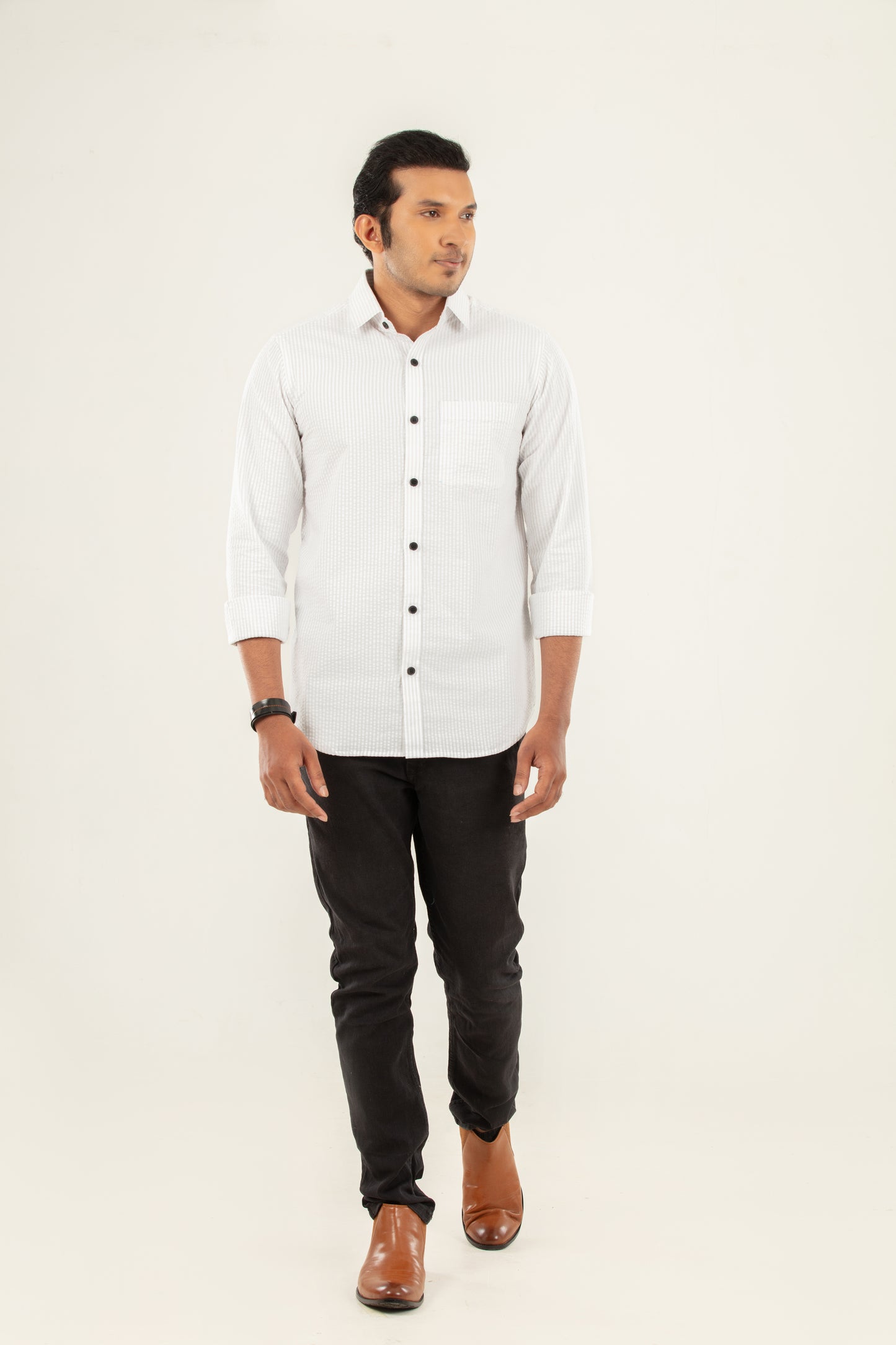 Stripe Textured shirt - grey/white
