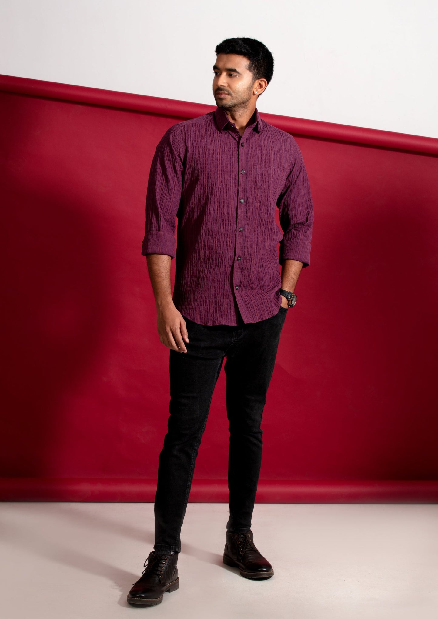 Seersucker textured shirt